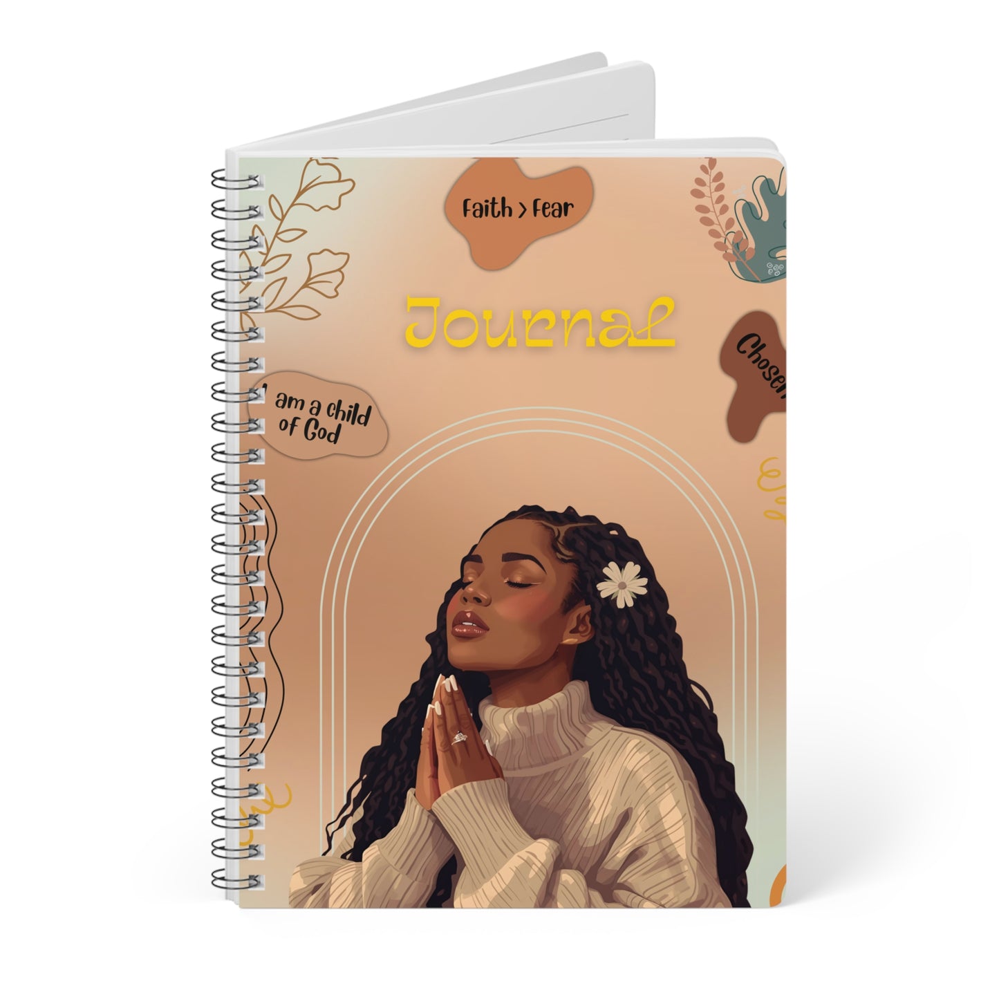 Spiritual A5 Journal with Inspirational Quotes, Faith-Based Notebook for Self-Reflection, Prayer Journal, Gift for Women