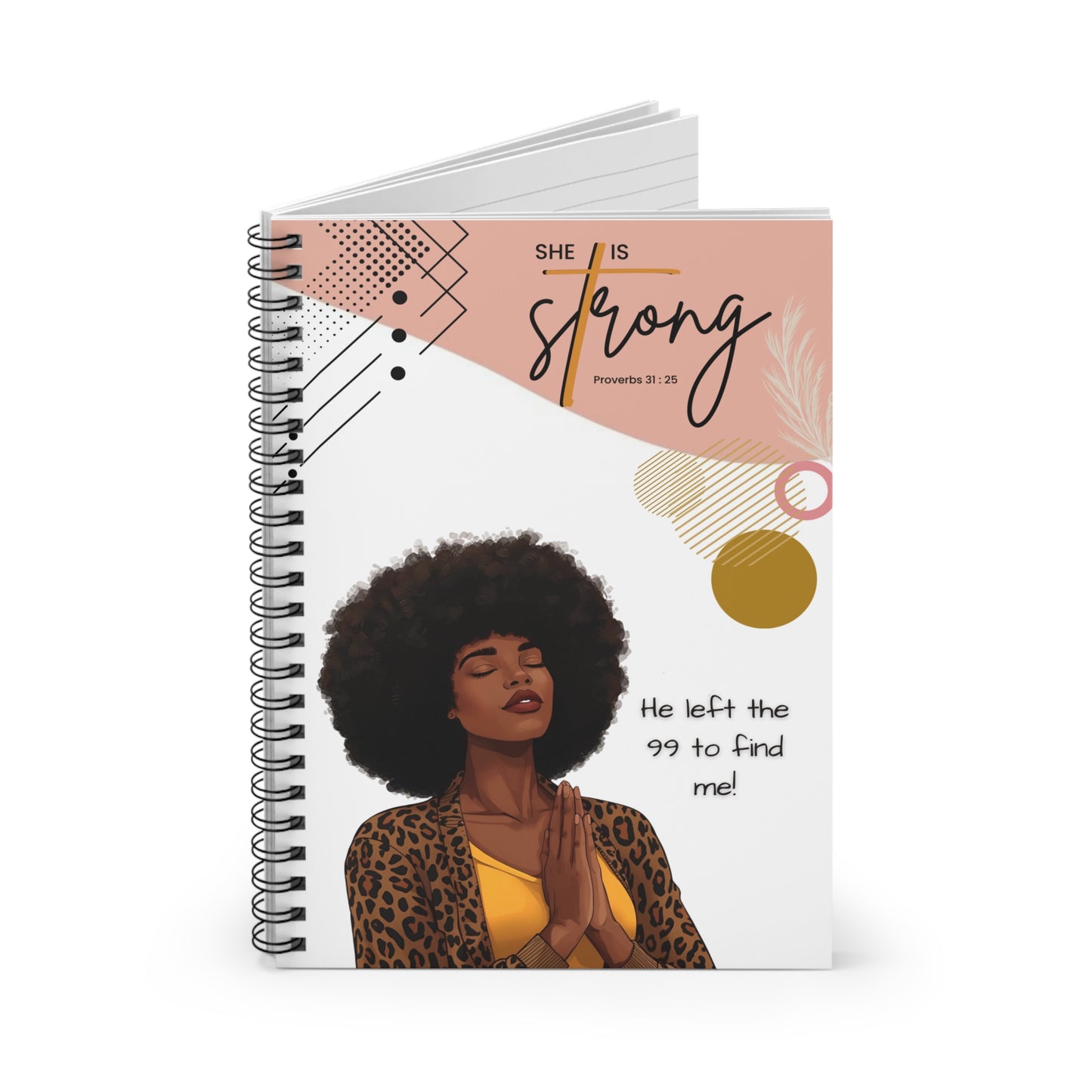 Empowering Spiral Notebook - She Is Strong, Inspirational Journal, Self-Care Gift, Motivational Note Pad, Faith & Affirmation