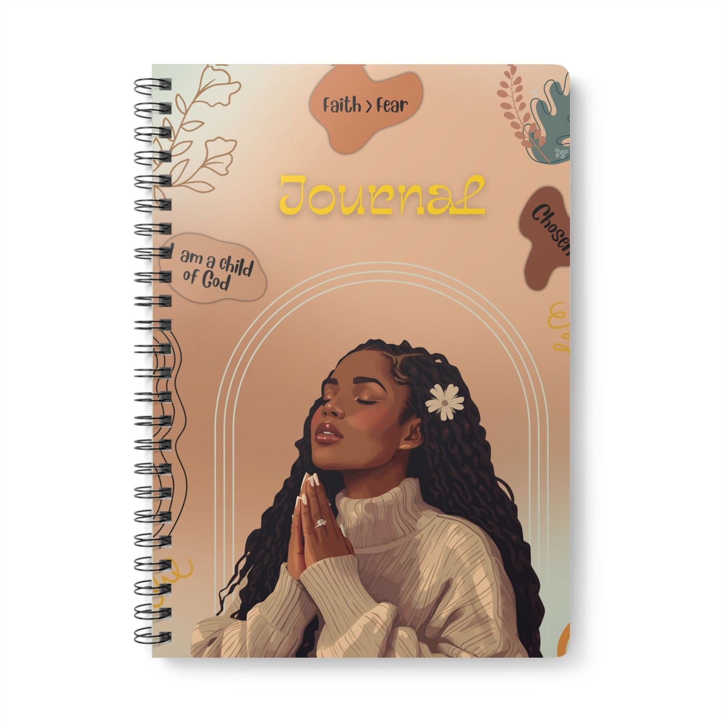 Spiritual A5 Journal with Inspirational Quotes, Faith-Based Notebook for Self-Reflection, Prayer Journal, Gift for Women