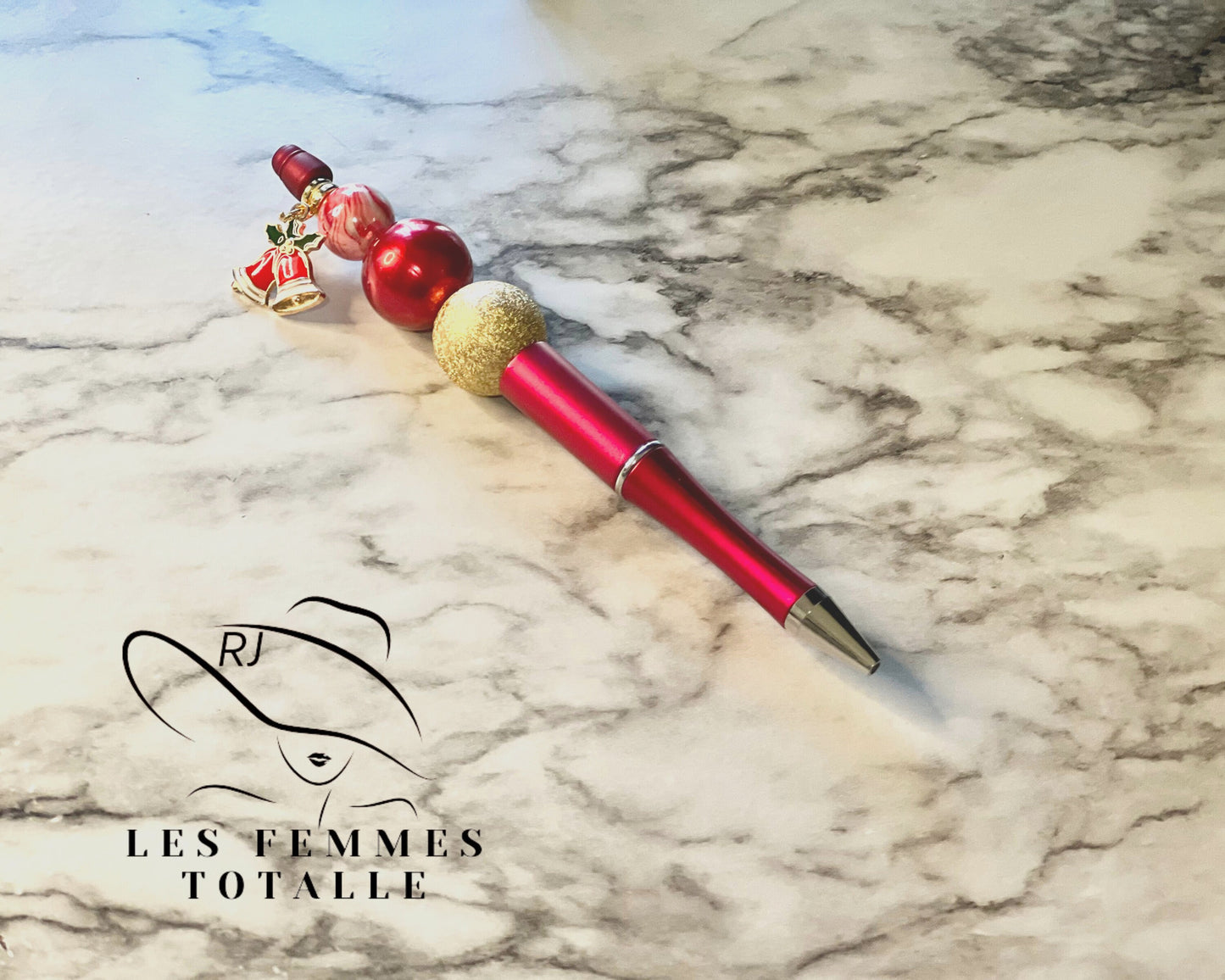 Beaded pens, stylish pens, custom pen, winter pens, gingerbread pen, snowman pen, Bells ballpoint pen, his/hers gifts, black ink pen