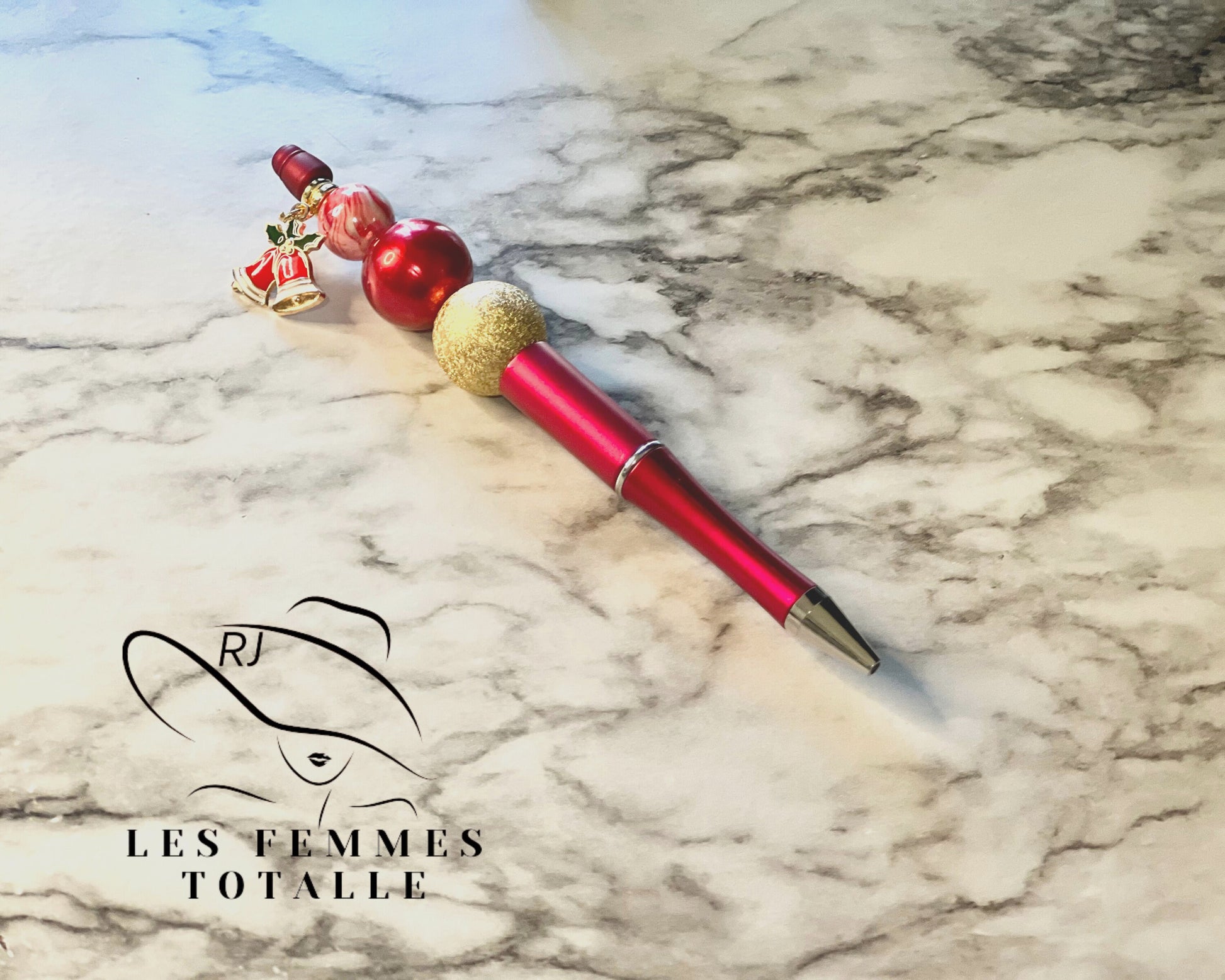 Beaded pens, stylish pens, custom pen, winter pens, gingerbread pen, snowman pen, Bells ballpoint pen, his/hers gifts, black ink pen