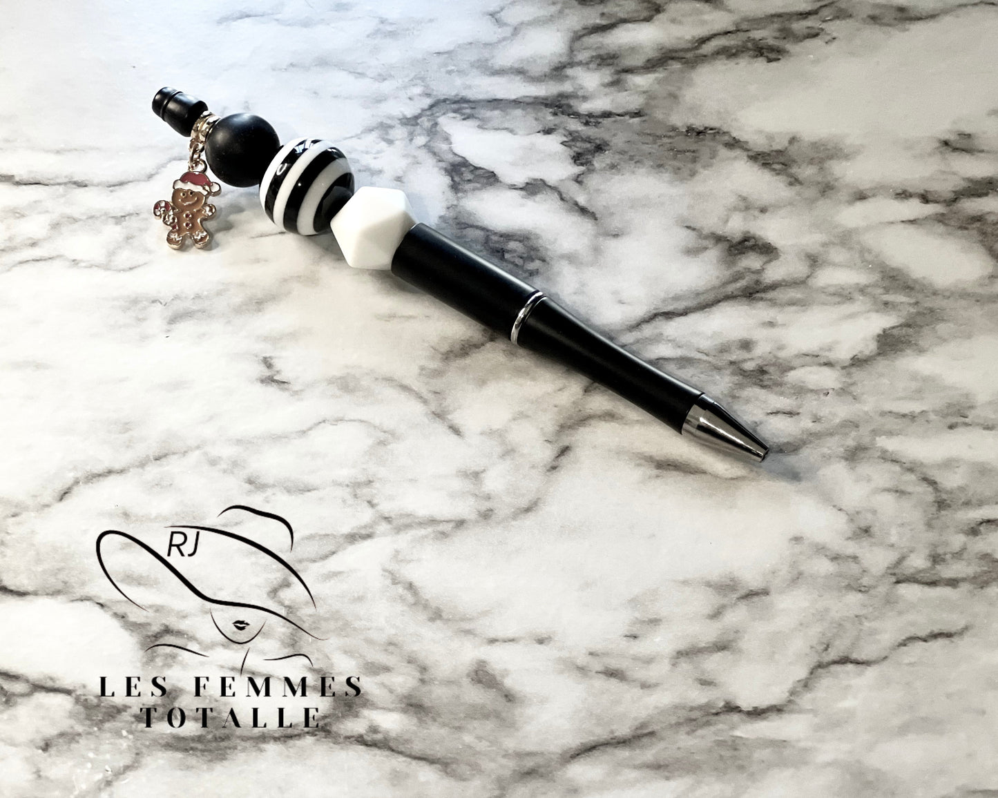 Beaded pens, stylish pens, custom pen, winter pens, gingerbread pen, snowman pen, Bells ballpoint pen, his/hers gifts, black ink pen