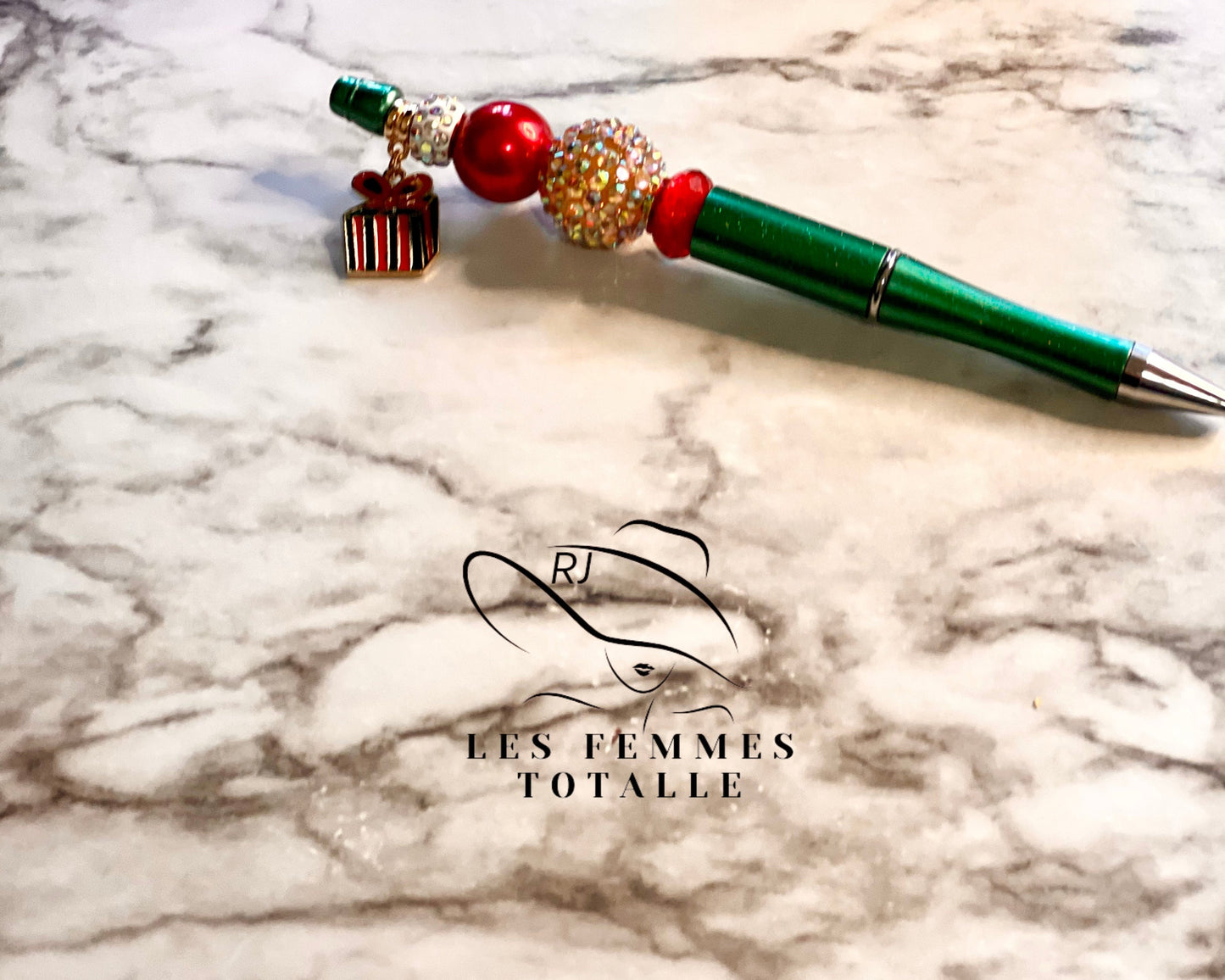 Beaded pens, stylish pens, custom pen, winter pens, gingerbread pen, snowman pen, Bells ballpoint pen, his/hers gifts, black ink pen