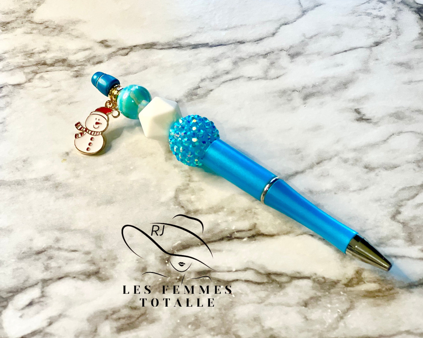 Beaded pens, stylish pens, custom pen, winter pens, gingerbread pen, snowman pen, Bells ballpoint pen, his/hers gifts, black ink pen