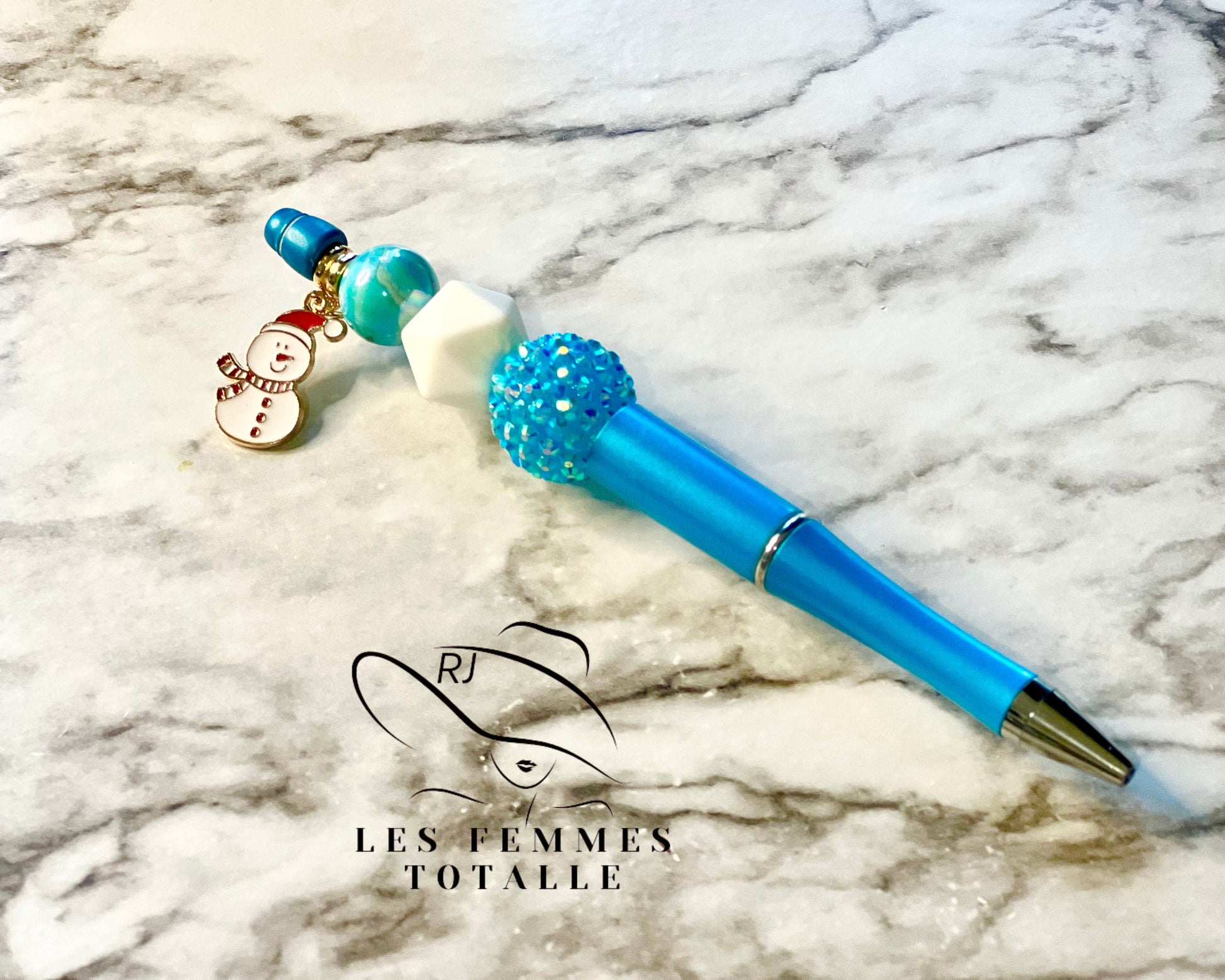 Beaded pens, stylish pens, custom pen, winter pens, gingerbread pen, snowman pen, Bells ballpoint pen, his/hers gifts, black ink pen