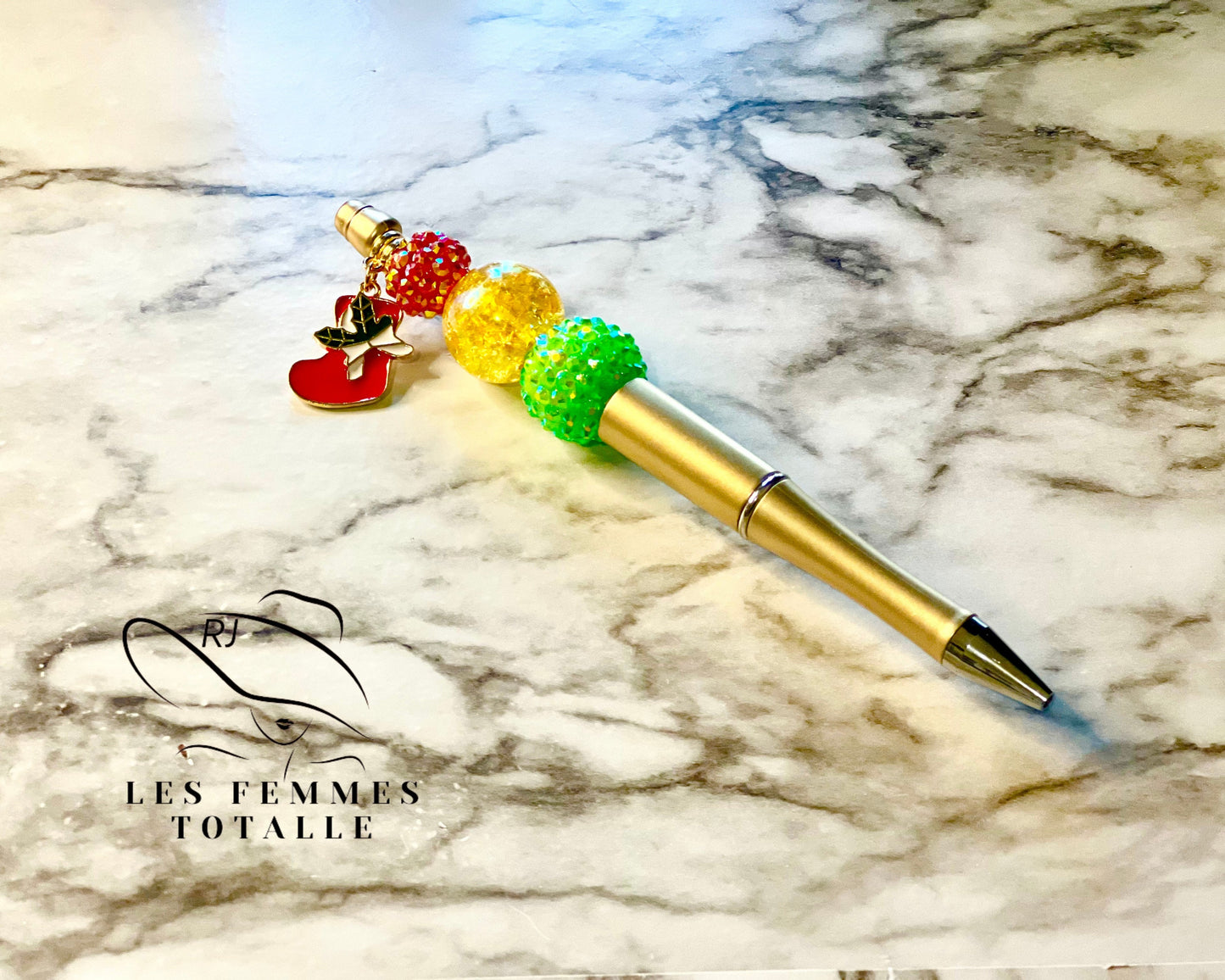 Beaded pens, stylish pens, custom pen, winter pens, gingerbread pen, snowman pen, Bells ballpoint pen, his/hers gifts, black ink pen