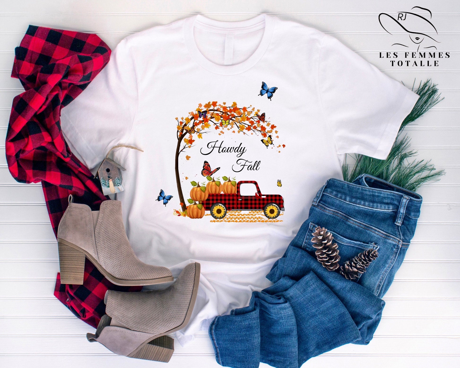 Tis the season, pumpkin latte, Howdy Fall shirt, Plaid Truck Autumn shirt, Howdy Fall, Custom shirt , Fall vibes shirt