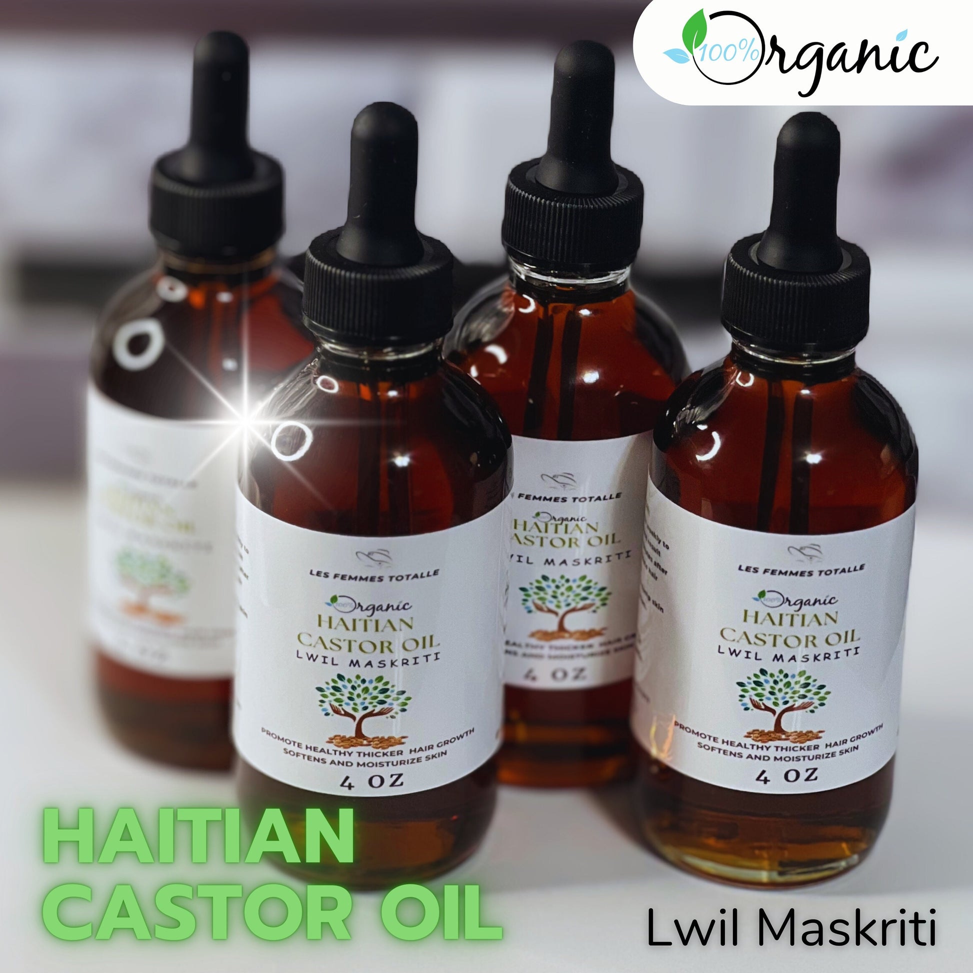 100% ORGANIC Haitian Castor Oil, Lwil Maskriti, Hair growth oil, unrefined Black Haitian castor oil, hair,skin and nails oil