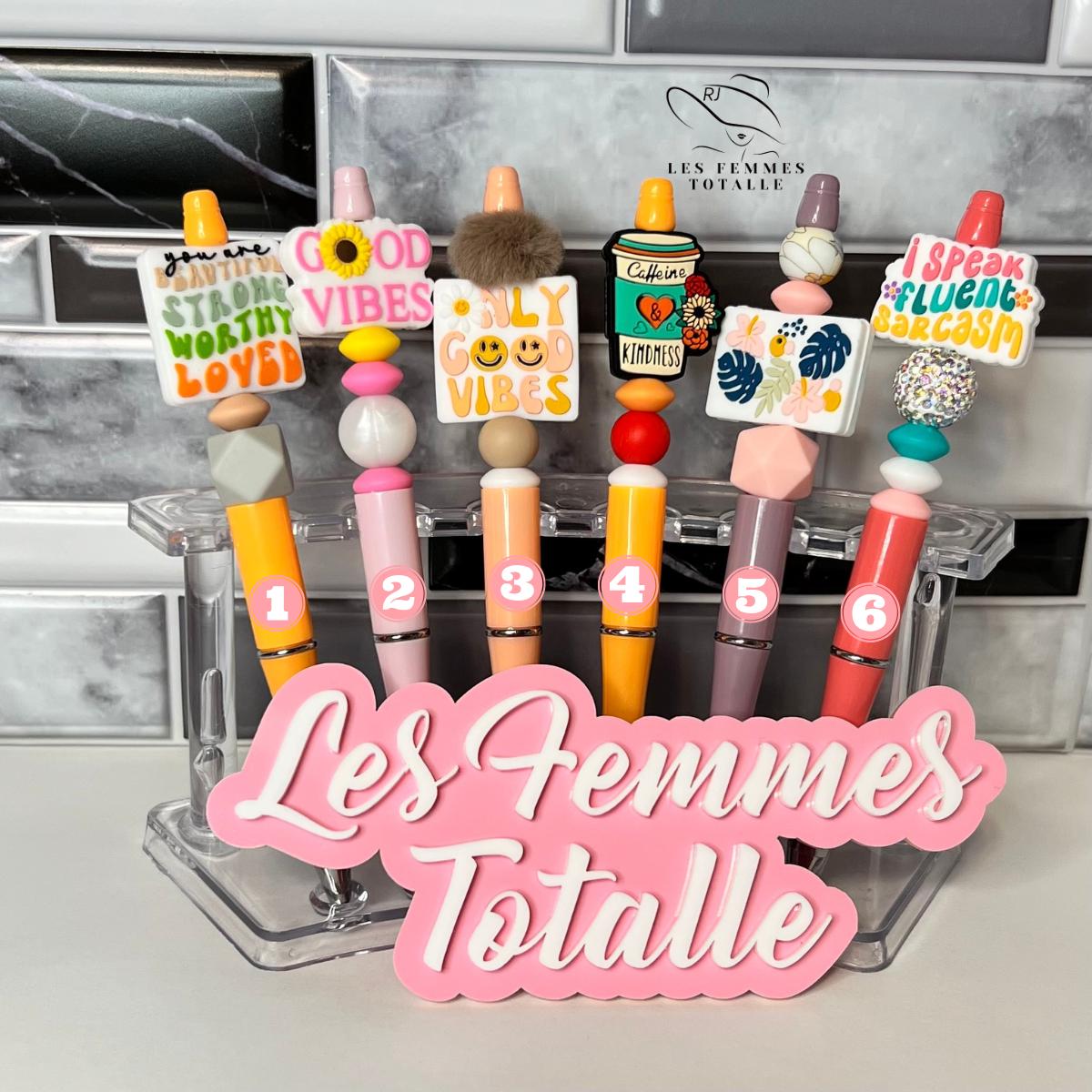 Silicone Beaded pens, stylish pens,fall pens, Black ballpoint pens, black ink pens, themed beadable pens