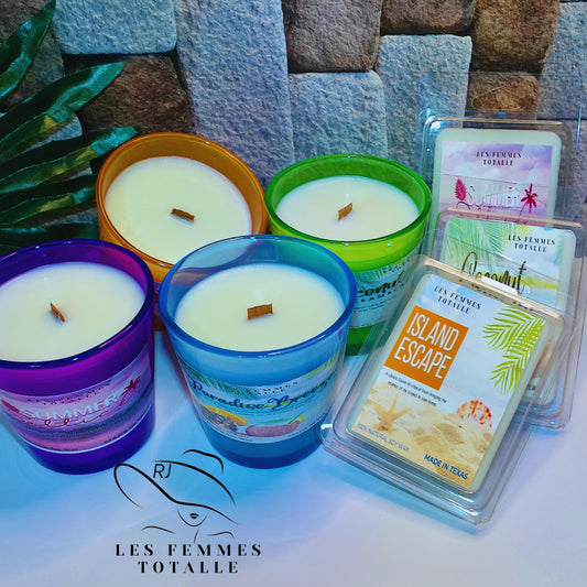 Tropical Scented Soy Wax Candle & Soy Wax Melt , Wood Wick, Handmade, non toxic,