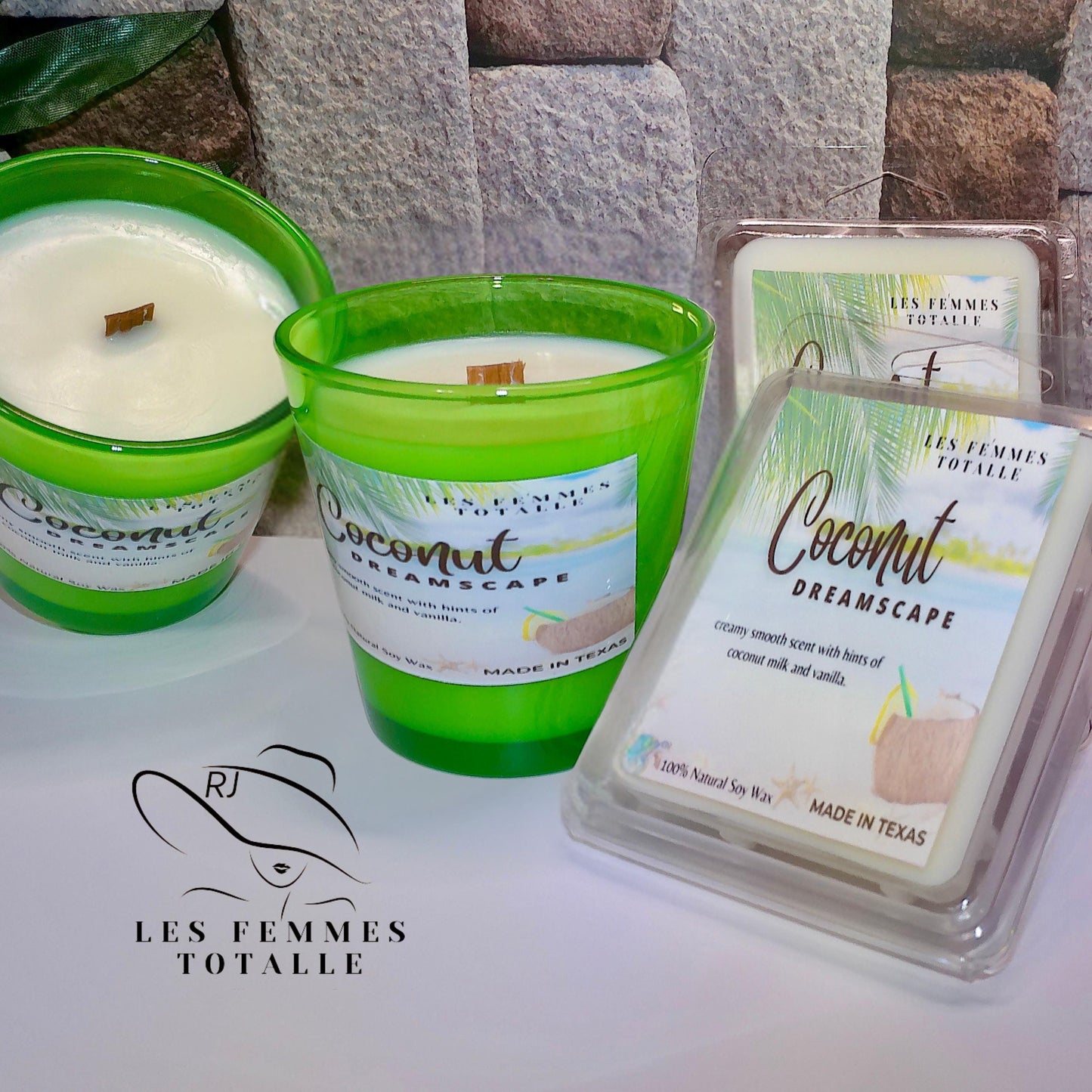 Tropical Scented Soy Wax Candle & Soy Wax Melt , Wood Wick, Handmade, non toxic,