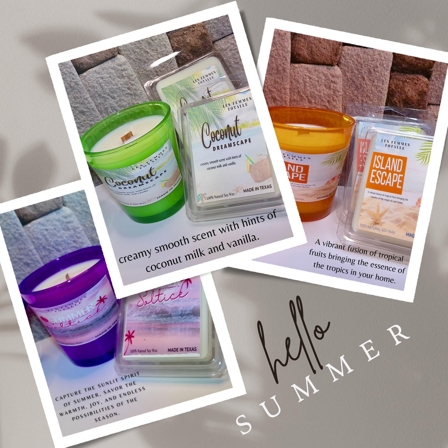 Tropical Scented Soy Wax Candle & Soy Wax Melt , Wood Wick, Handmade, non toxic,